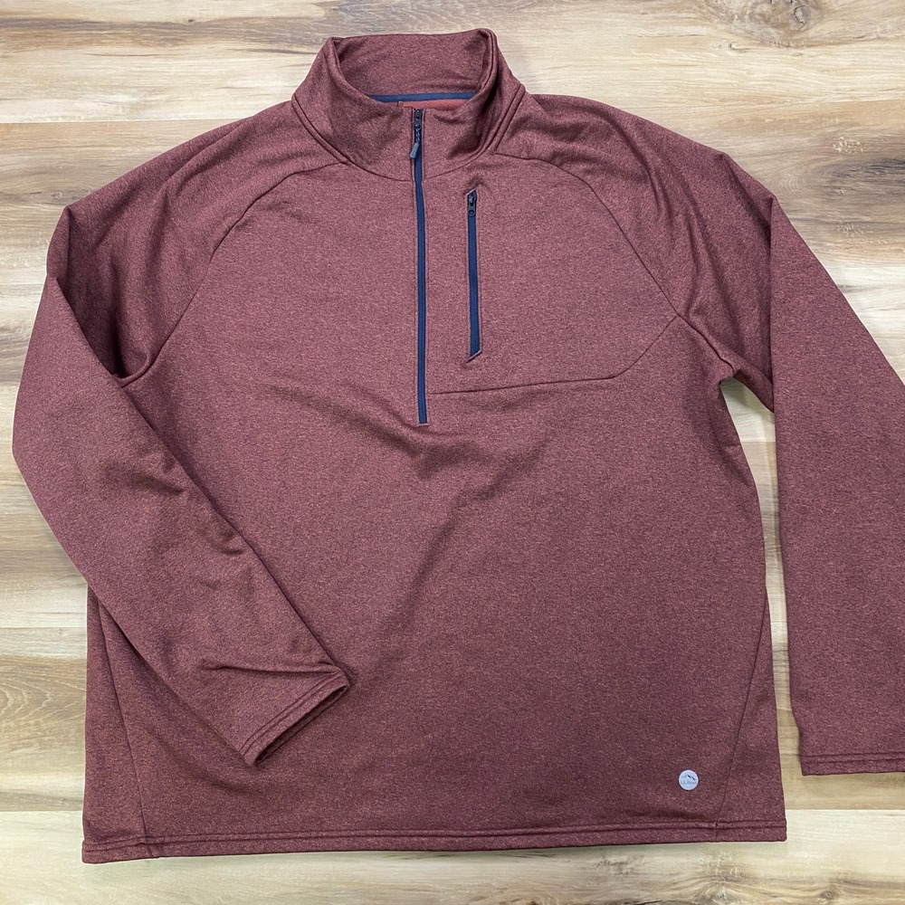 LL Bean Quarter Zip Pullover XXL Tall Fleece Lined Activewear Burgundy Heather